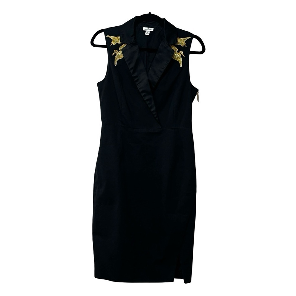 ALTUZARRA x Target Pencil Black Gold Cranes Collared Dress Sz 8 - Picture 2 of 7